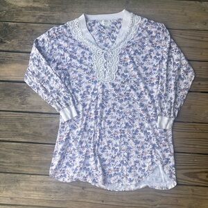 VTG ‘90s Oversize Earth Angels Purple Floral Shirt - Dress